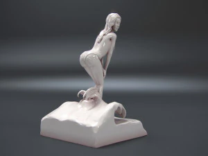 modello di stampa 3d ragazza e mare Modello di stampa 3D