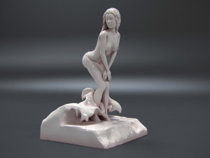 girl and sea 3d print model 3D Print Model