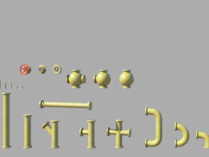 modular pipes low-poly 3D Model