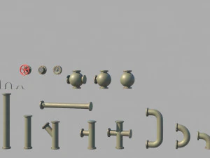 modular pipes low-poly 3D Model