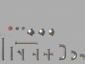 modular pipes low-poly 3D Model