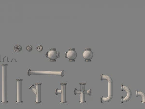 modular pipes low-poly 3D Model