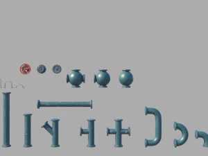modular pipes low-poly 3D Model