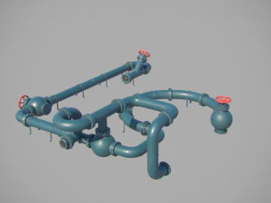 modular pipes low-poly 3D Model