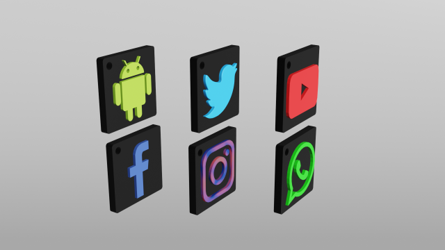 social keychains 3D Model .c4d .max .obj .3ds .fbx .stl .blend 