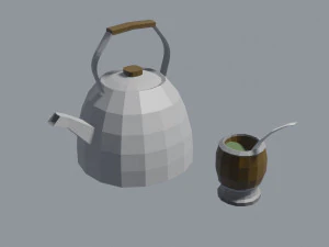 compa&ntilde;ero con tetera baja poli Modelo 3D