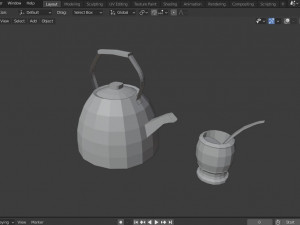 mate with kettle low poly Modèle 3D