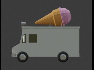 ice cream truck lowpoly 3D Модель