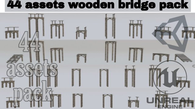 wood bridge assets pack 3D Model .c4d .max .obj .3ds .fbx .stl .blend 