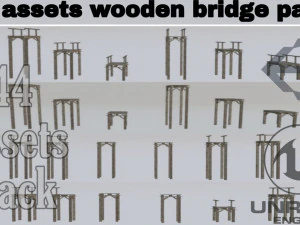 wood bridge assets pack 3D Model