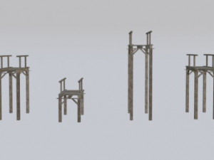 wood bridge assets pack 3D Model