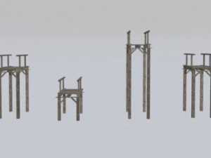 wood bridge assets pack 3D Model