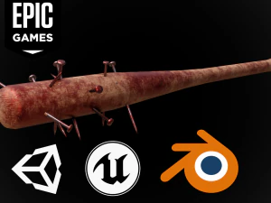 Bate de b&eacute;isbol clavado Low-poly Modelo 3D