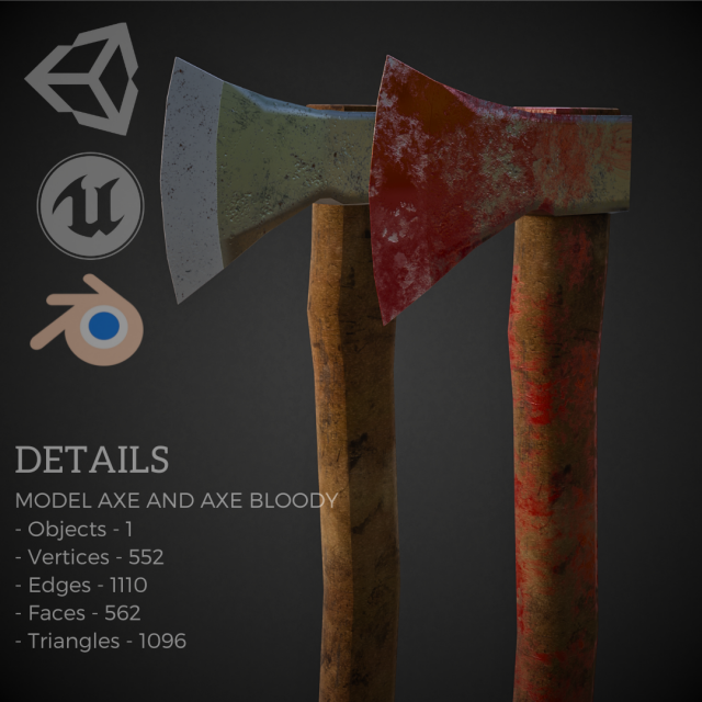 AXE weapon 3D Model .c4d .max .obj .3ds .fbx .stl .blend 