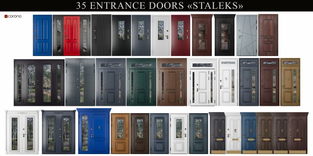 SET OF 35 ENTRANCE DOORS STALEKS 3D Модель .c4d .max .obj .3ds .fbx .stl .blend