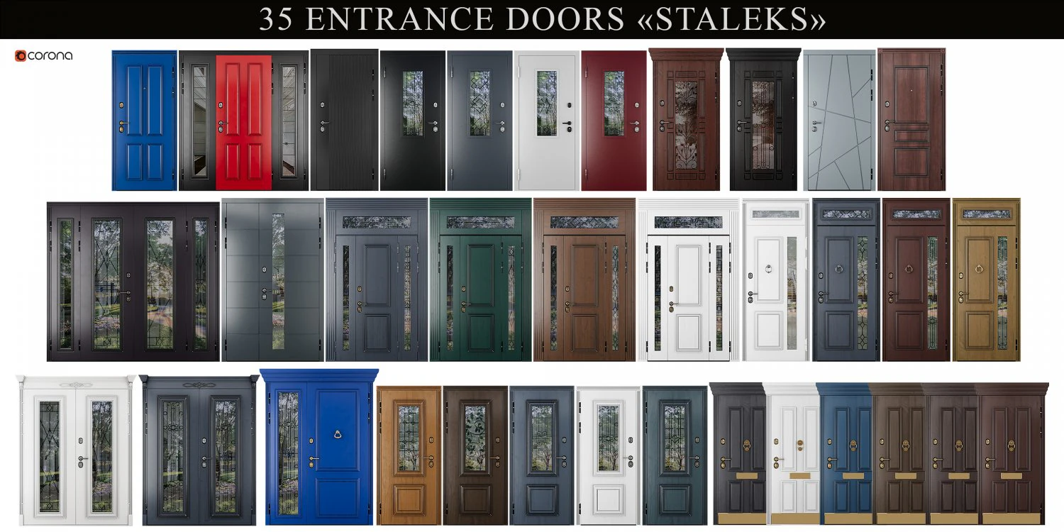 SET OF 35 ENTRANCE DOORS STALEKS 3D Model .c4d .max .obj .3ds .fbx .stl .blend 