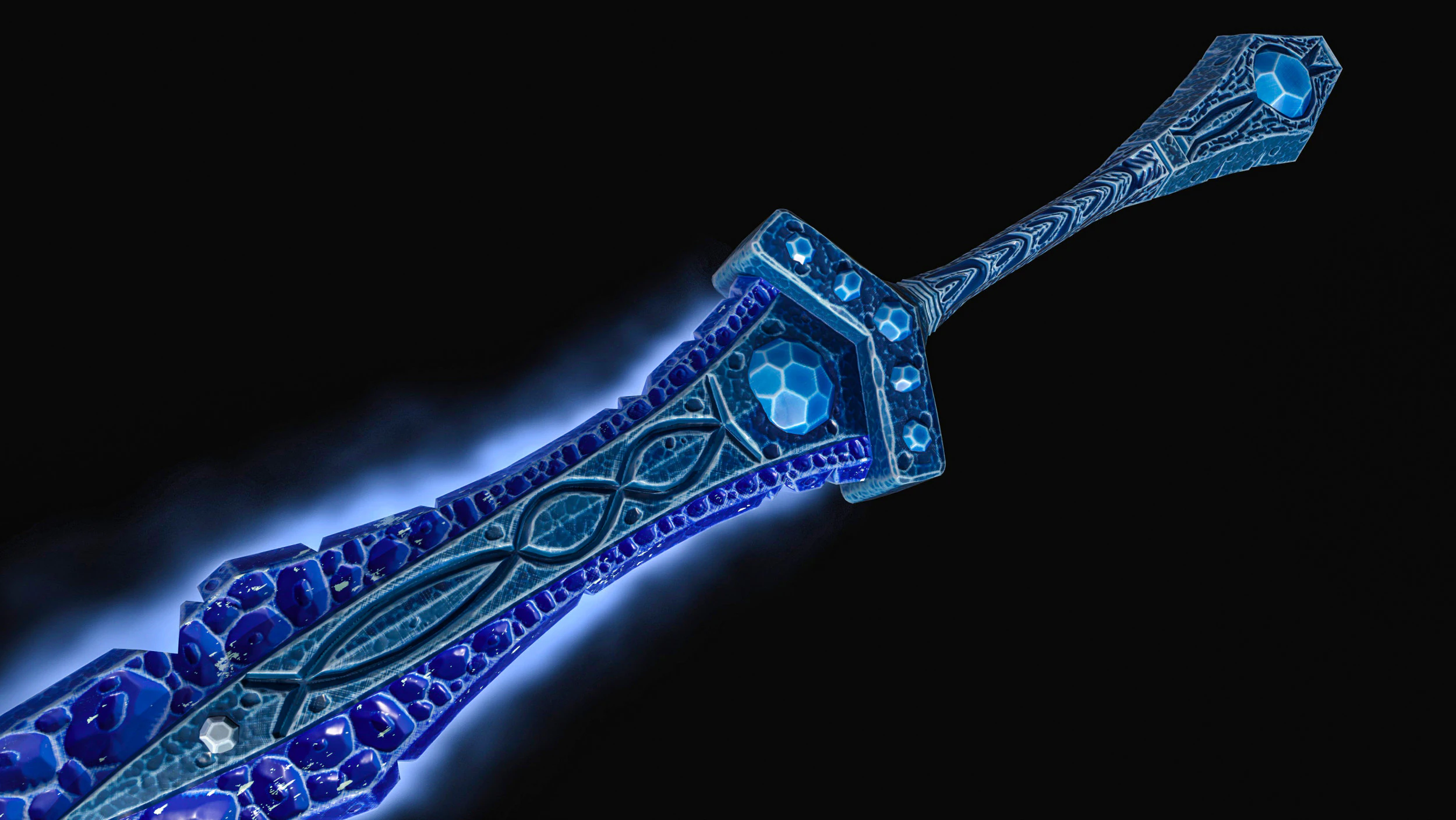 Stylized ice sword Created based on unused concept art Low-poly 3D Model .c4d .max .obj .3ds .fbx .stl .blend