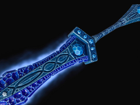 Stylized ice sword Created based on unused concept art Low-poly Model 3D