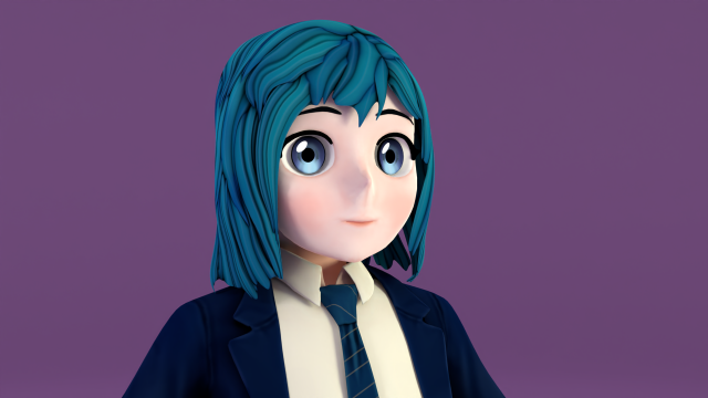 anime schoolgirl Model 3D .c4d .max .obj .3ds .fbx .stl .blend 