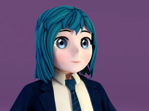 एनीमे स्कूली छात्रा 3D मॉडल