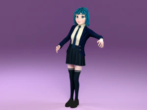 anime schoolgirl 3D Model