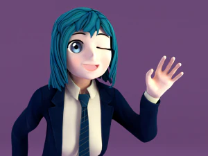 anime schoolgirl 3D Model