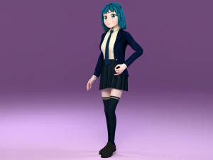 anime schoolgirl 3D Model