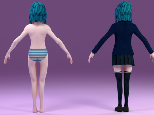 anime schoolgirl Model 3D