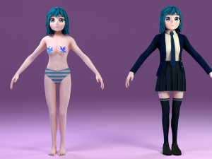 anime schoolgirl Model 3D