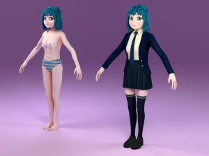 anime schoolgirl 3D Model