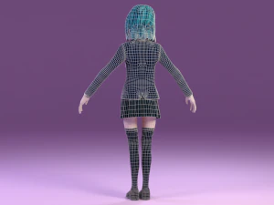 anime schoolgirl 3D Model
