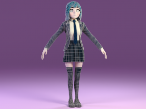 anime schoolgirl Model 3D