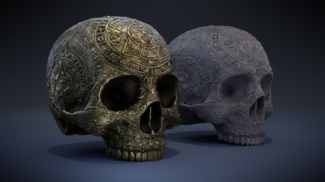 aztec skull 3D Модель .c4d .max .obj .3ds .fbx .stl .blend 