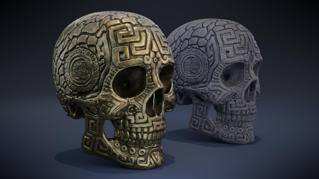aztec skull 3D-Modell .c4d .max .obj .3ds .fbx .stl .blend 