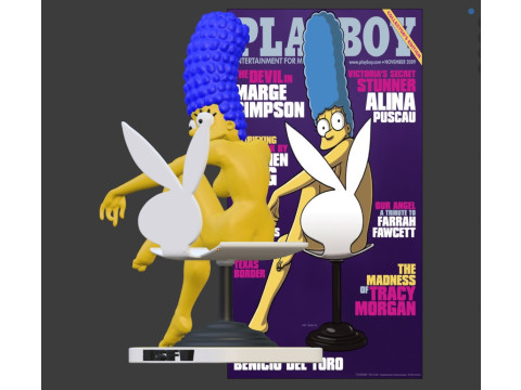 Majalah sampul Marge Simpson Playboy Model Cetak 3D