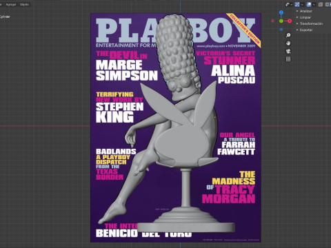 Majalah sampul Marge Simpson Playboy Model Cetak 3D