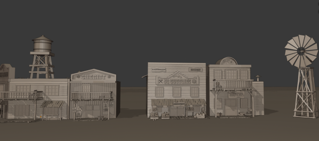 far west buildings Modèle 3D .c4d .max .obj .3ds .fbx .stl .blend 
