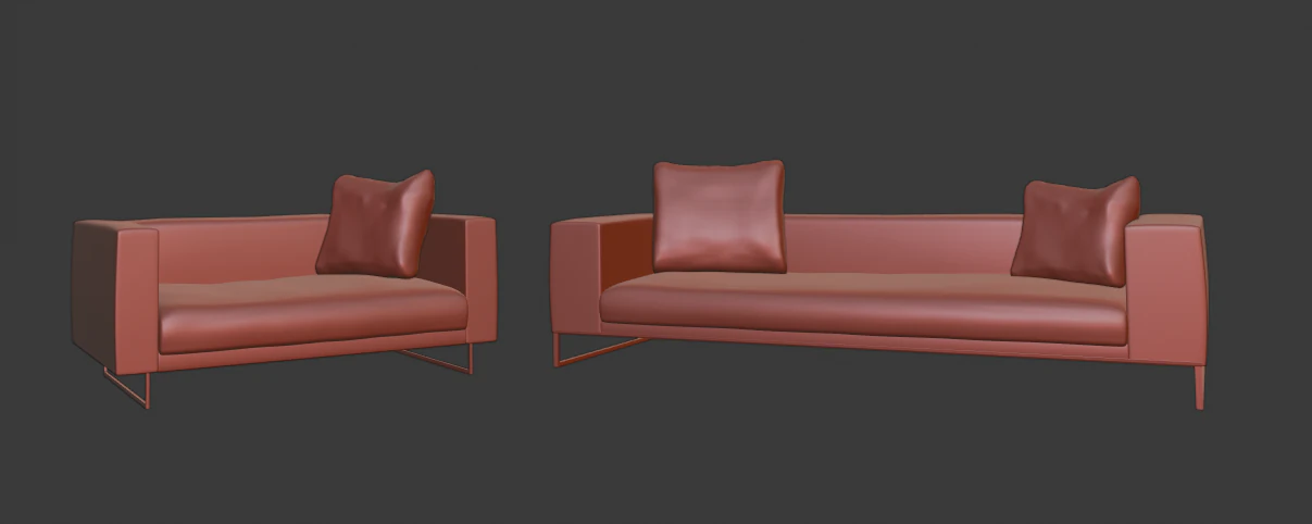 2 sofas and cushions 3D Model .c4d .max .obj .3ds .fbx .stl .blend 