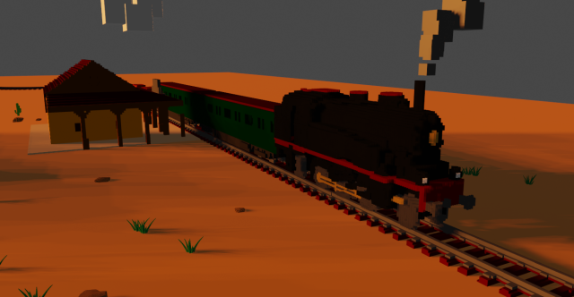 western voxel pack 1 station and train Modèle 3D .c4d .max .obj .3ds .fbx .stl .blend 