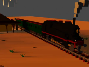 western voxel paketi 1 istasyon ve tren 3D Model