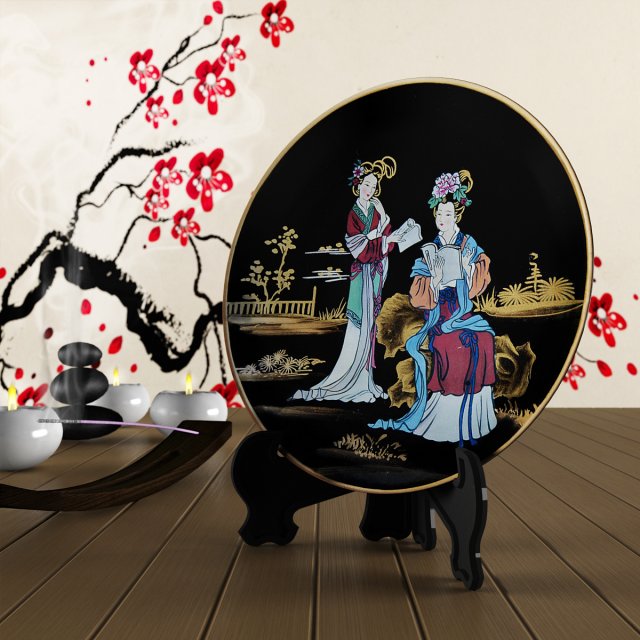 decorativeplatejapanesestyle 3D Model .c4d .max .obj .3ds .fbx .stl .blend 