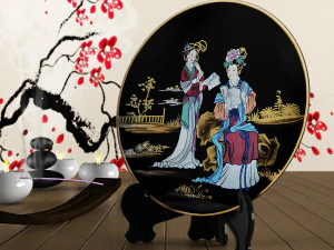 talerz dekoracyjnyw stylu japońskim Model 3D