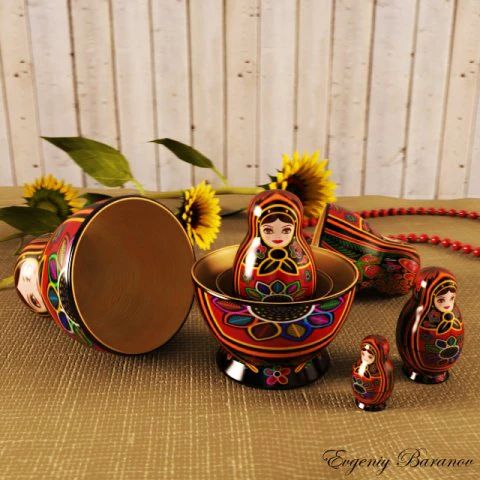 russische Matroschka 3D Modell .c4d .max .obj .3ds .fbx .stl .blend 