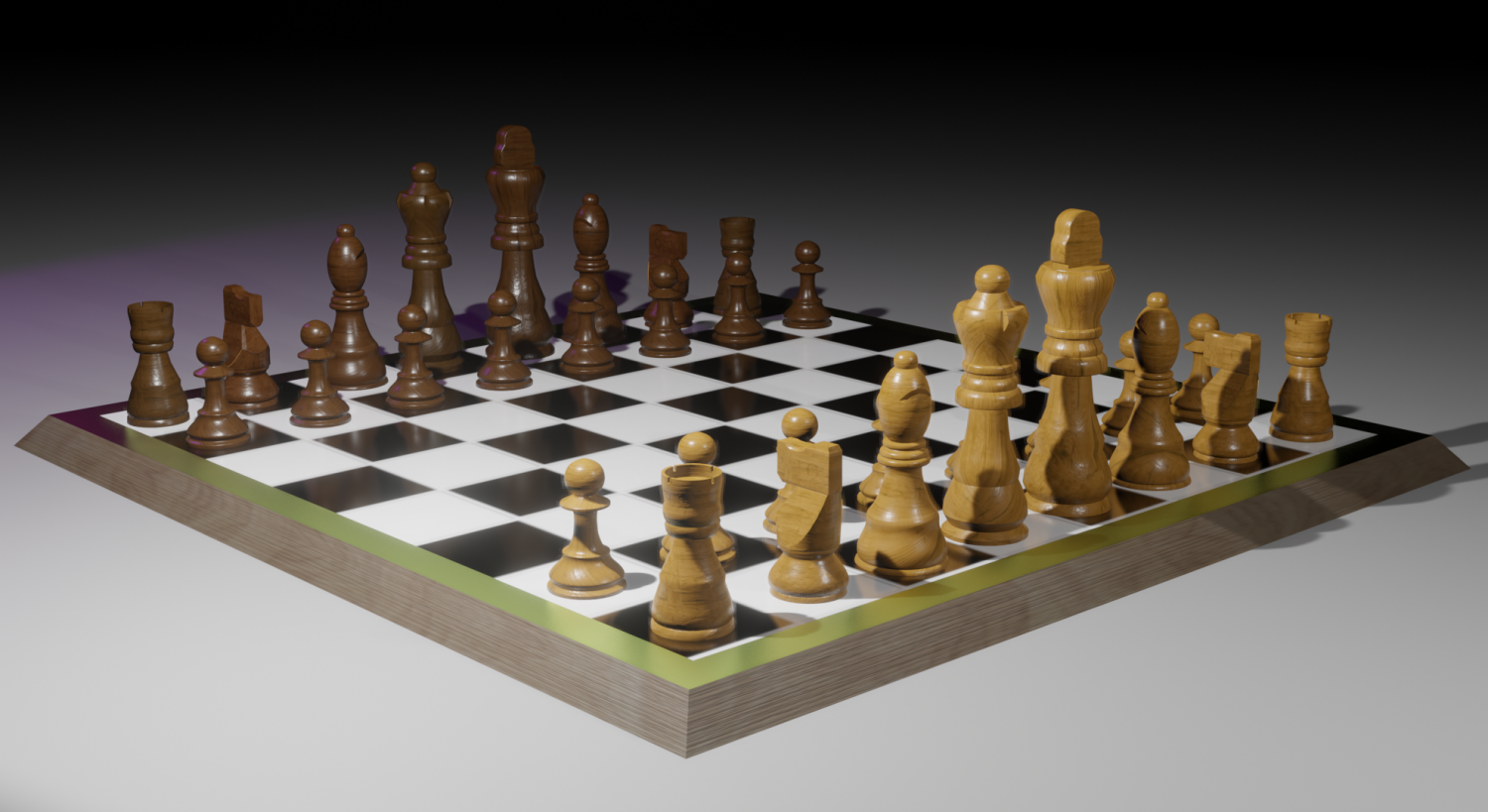 low-poly complete chess set Kostenlose 3D-Modell in Brettspiele 3DExport