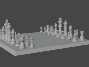 low-poly complete chess set 3D Model