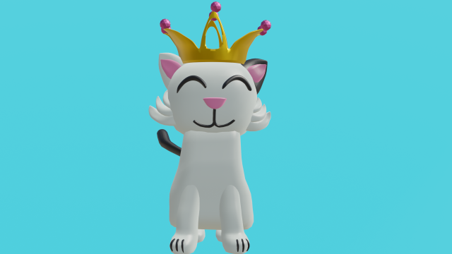 gato coronado 3D Model .c4d .max .obj .3ds .fbx .stl .blend 