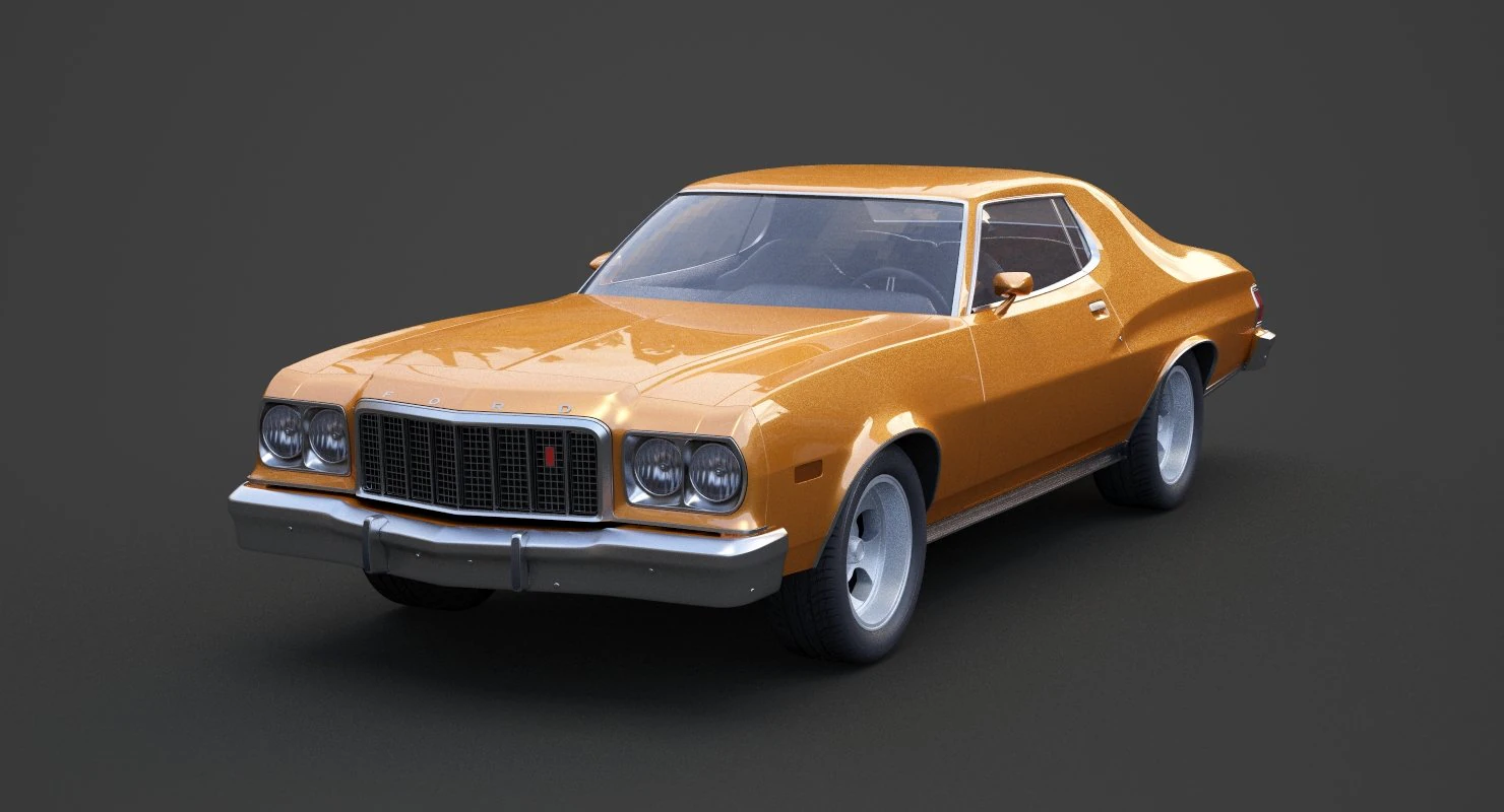 ford-gran torino 1975 3D Model .c4d .max .obj .3ds .fbx .stl .blend