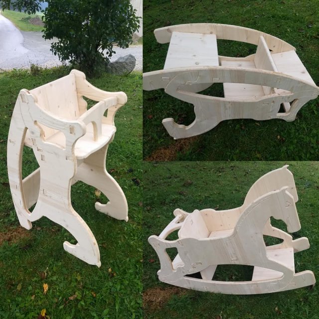 rocking horse childtable babychair 3 in one 3D 模型 .c4d .max .obj .3ds .fbx .stl .blend 