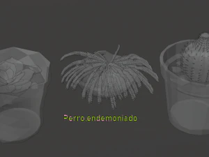 flowerpot lowpoly suculents and cactus 3D Model