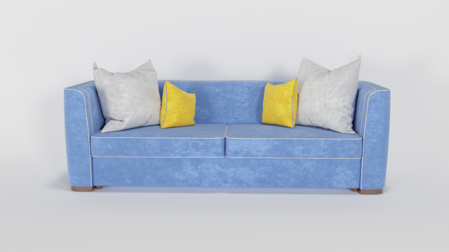 velvet sofa with four pillow Model 3D .c4d .max .obj .3ds .fbx .stl .blend 